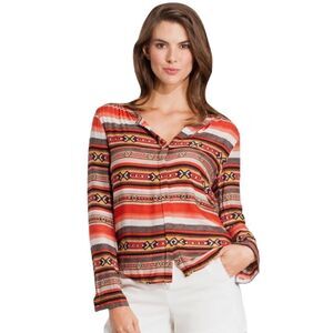 BB Dakota Tribal Print Long Sleeve Blouse